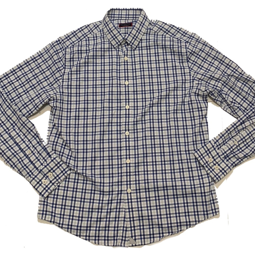 S / UNTUCKit Blue and White Checkered Men's Shirt